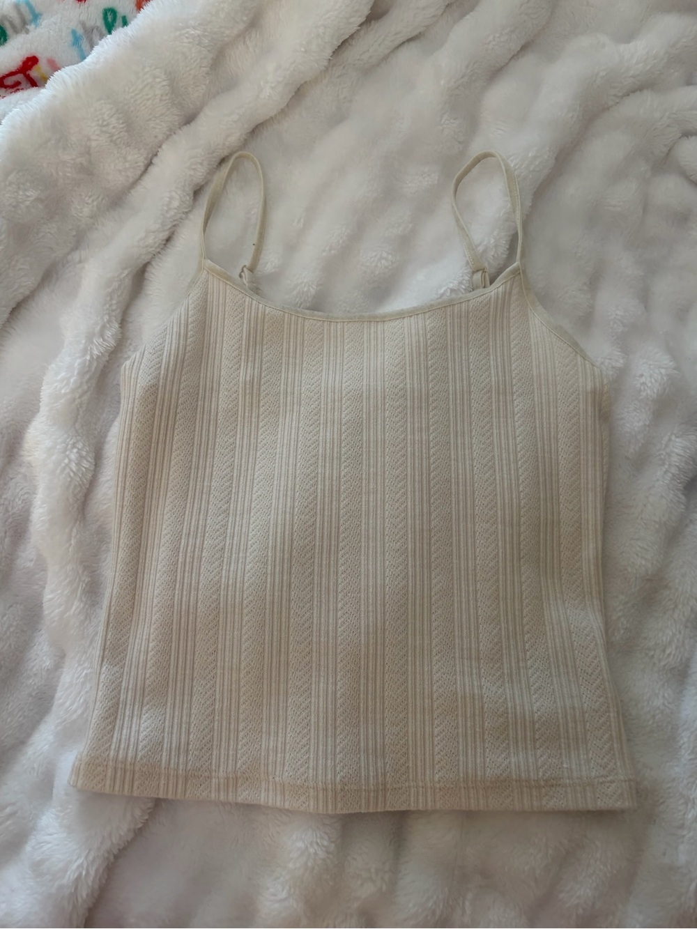 American Eagle Outfitters Cream Ribbed Spaghetti Strap Cami